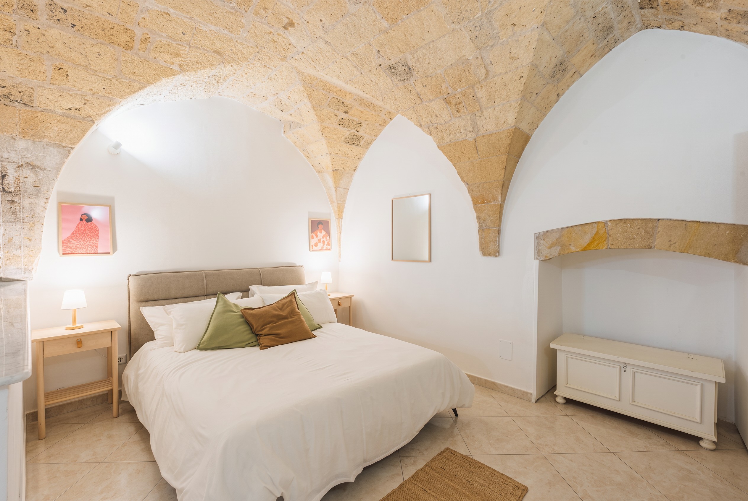 Sleeping area beneath Lecce-stone vaults